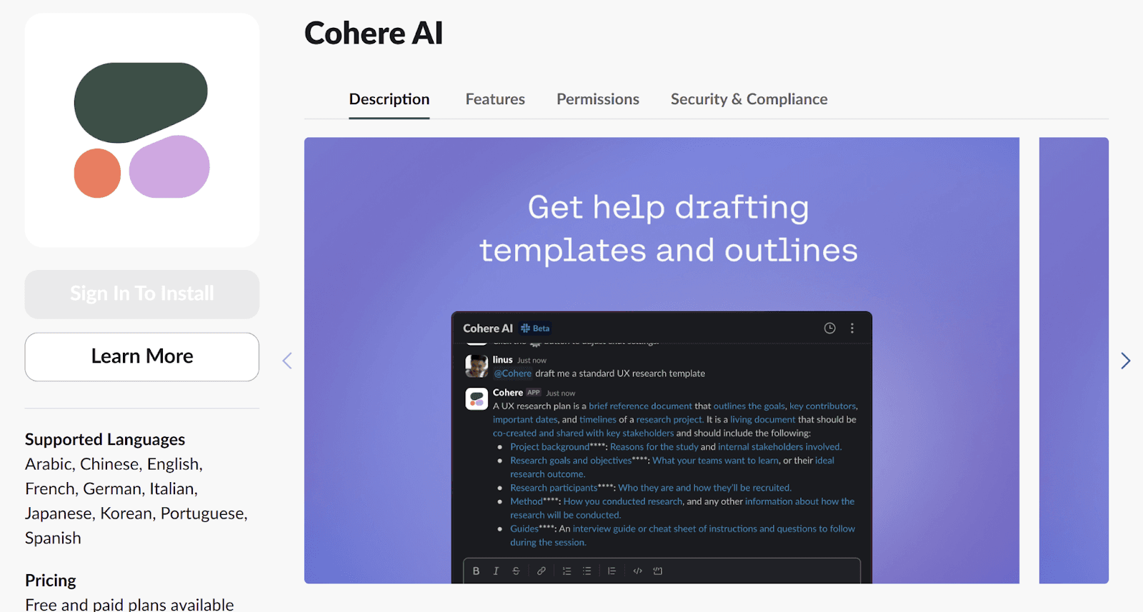 Cohere AI for Slack