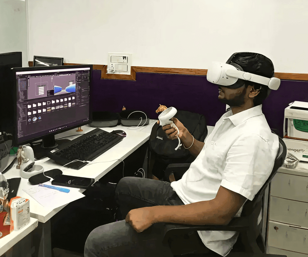 person using VR headset