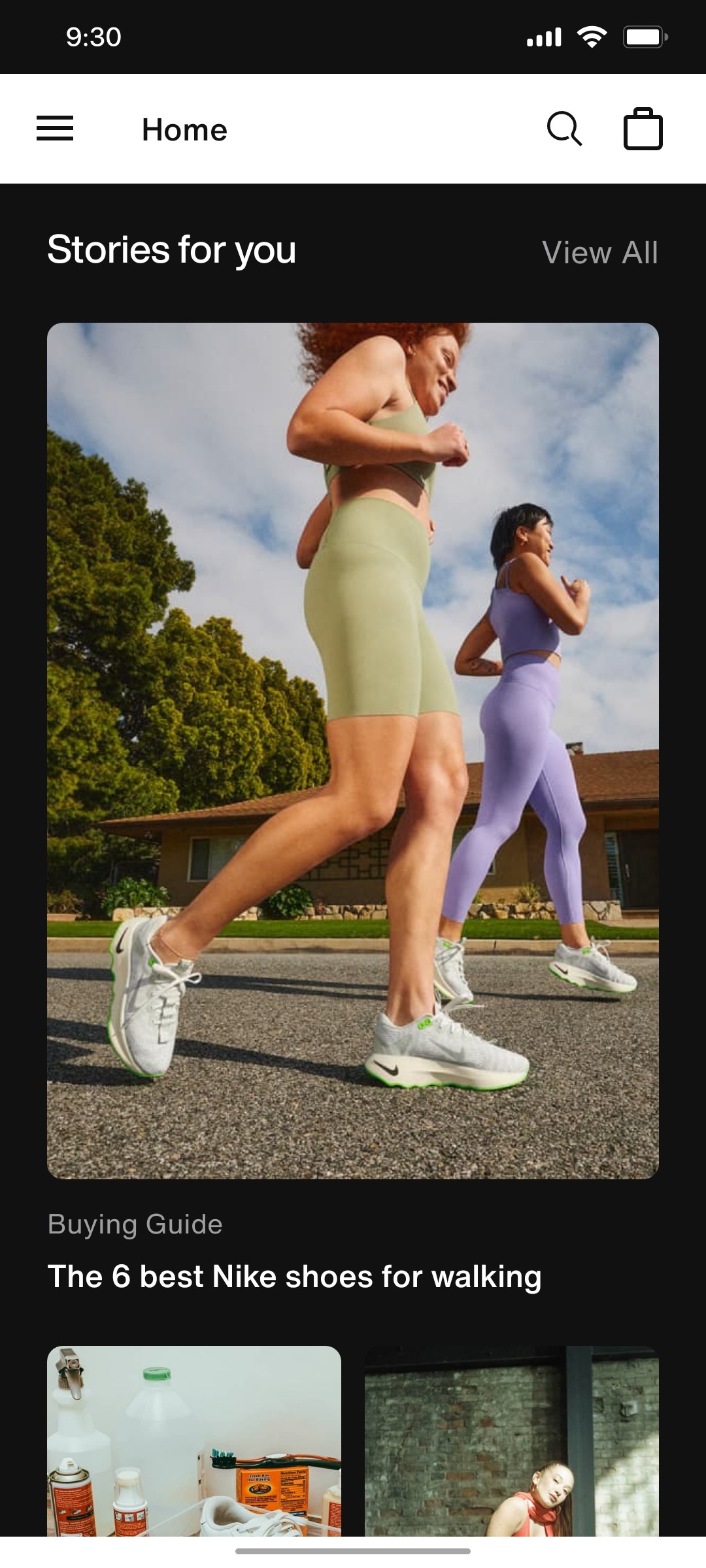 Nike App Stories for you Screen