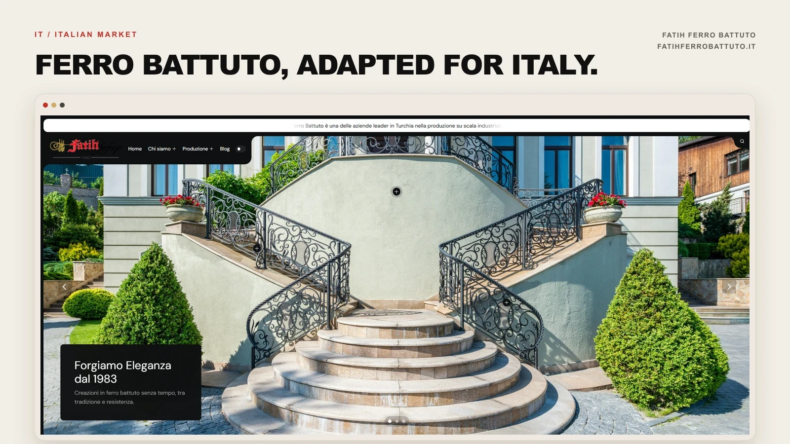 Fatih Ferro Battuto Italian wrought iron website design and localisation by Arteneldigitale.