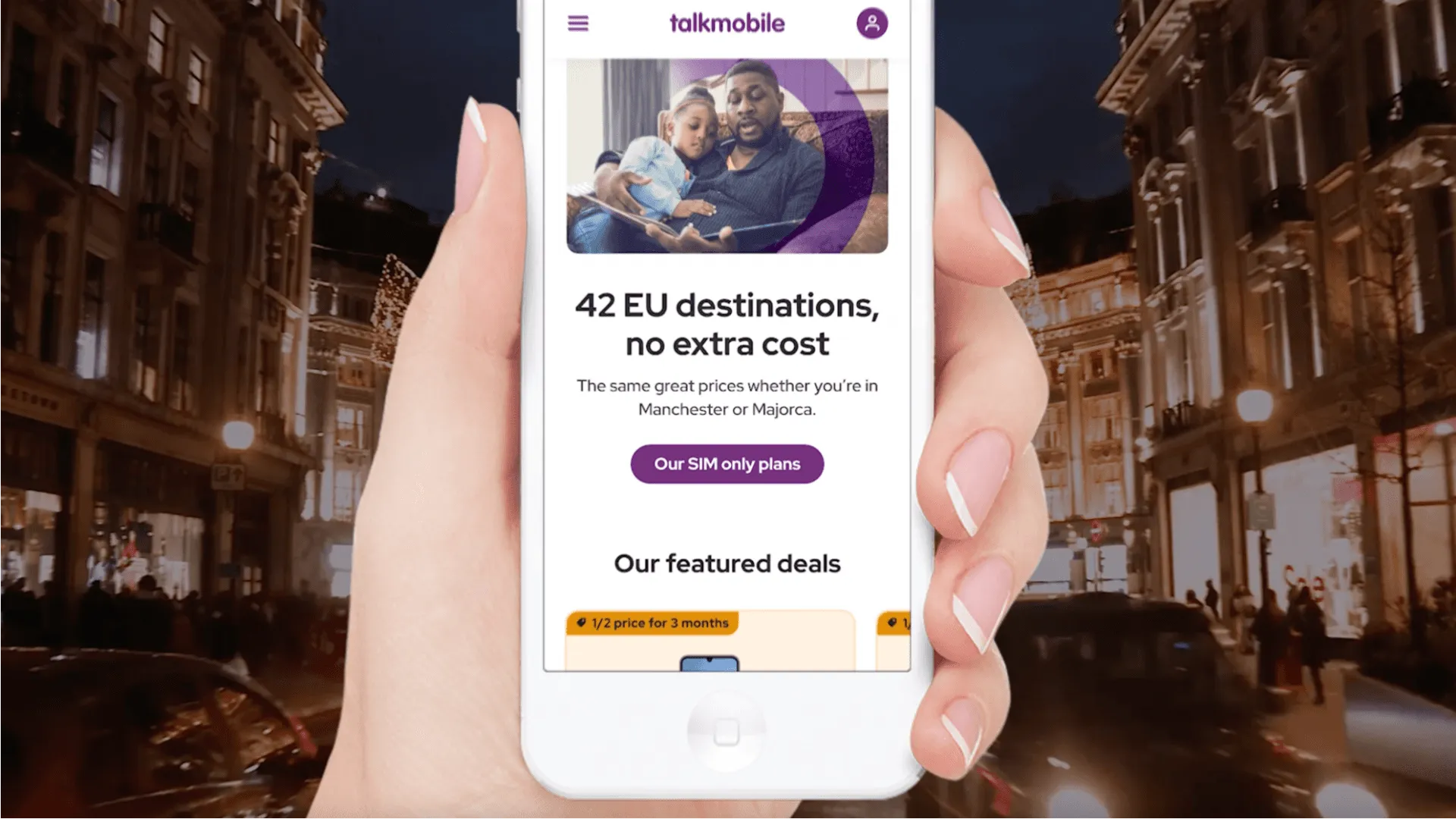 The Talkmobile website on mobile