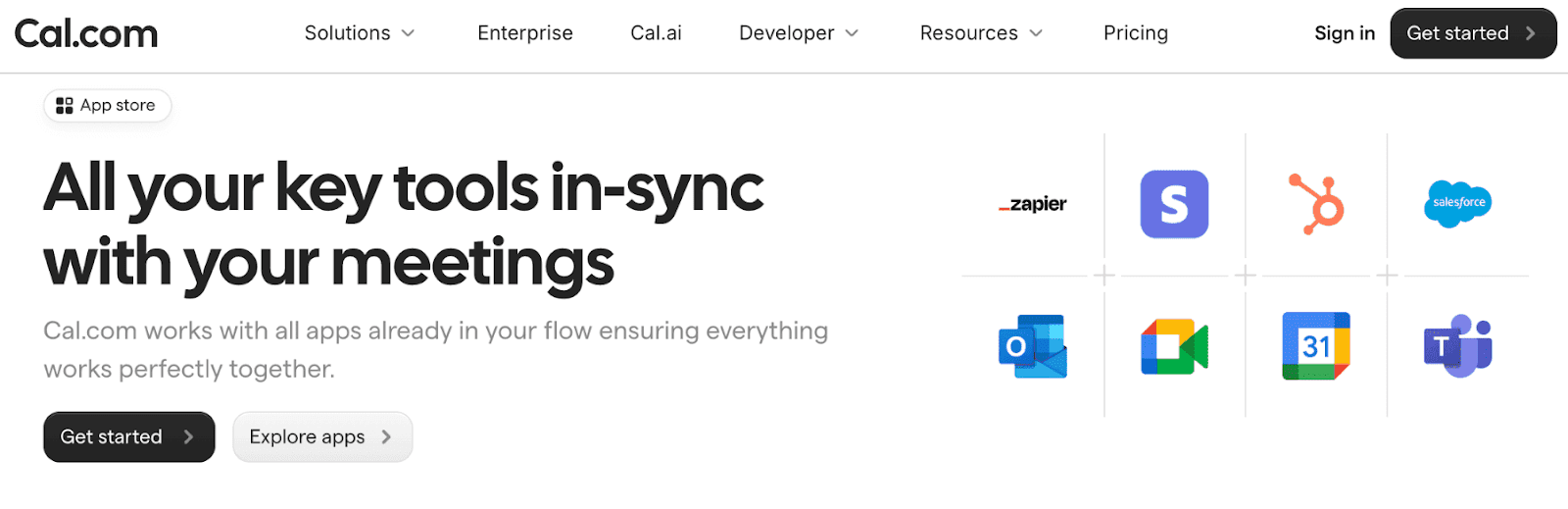 Example of apps in Cal.coms app store
