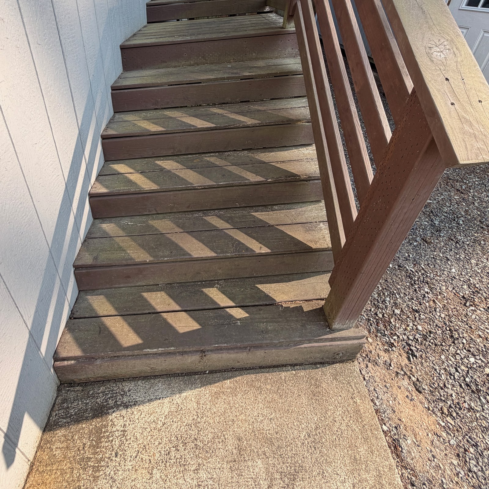 Before: wood stairs cleaning in Arlington, WA