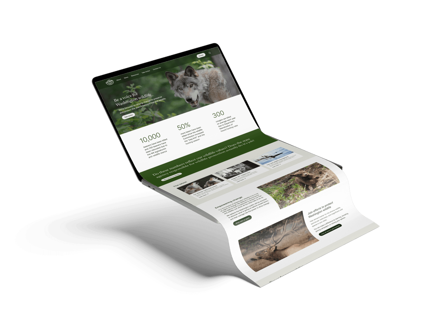 Washington Wildlife First Home Page Mockup