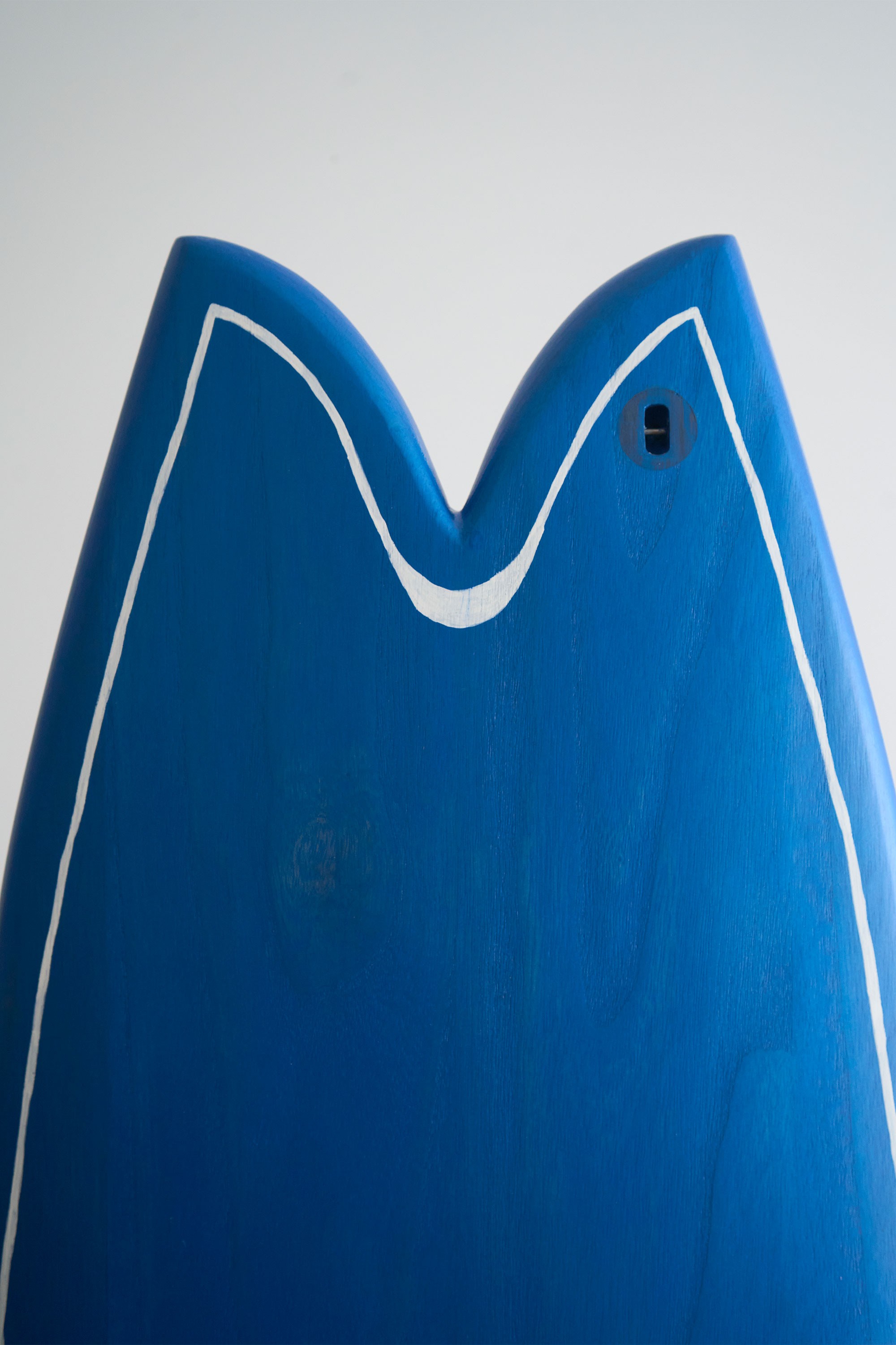 Pin stripe fish tail timber surfboard