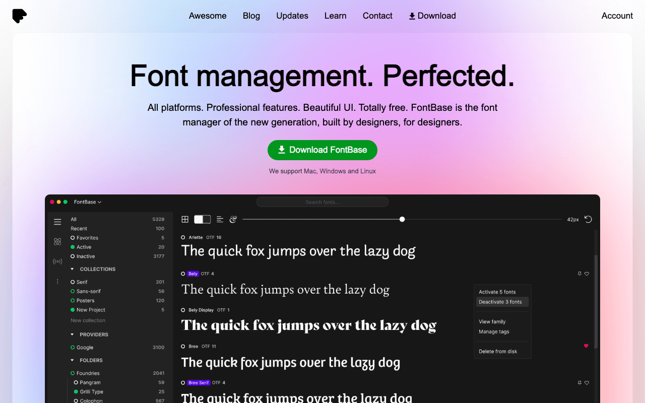 FontBase екранна снимка