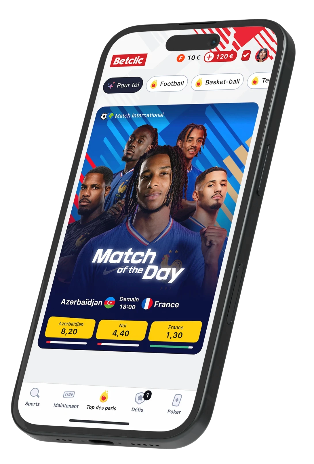 Mobile affichant l'application Betclic