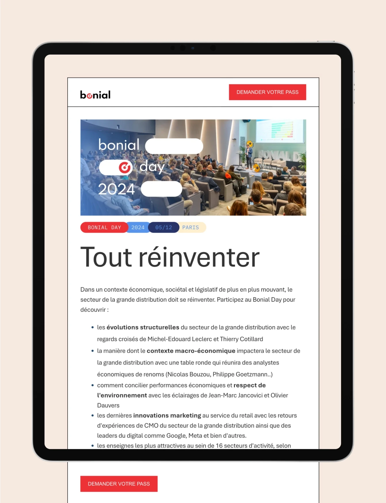 Emailing pour inscription du Bonial Day