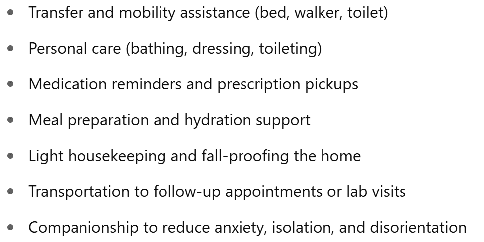 What In-Home Post-Hospital Care in Redmond Includes