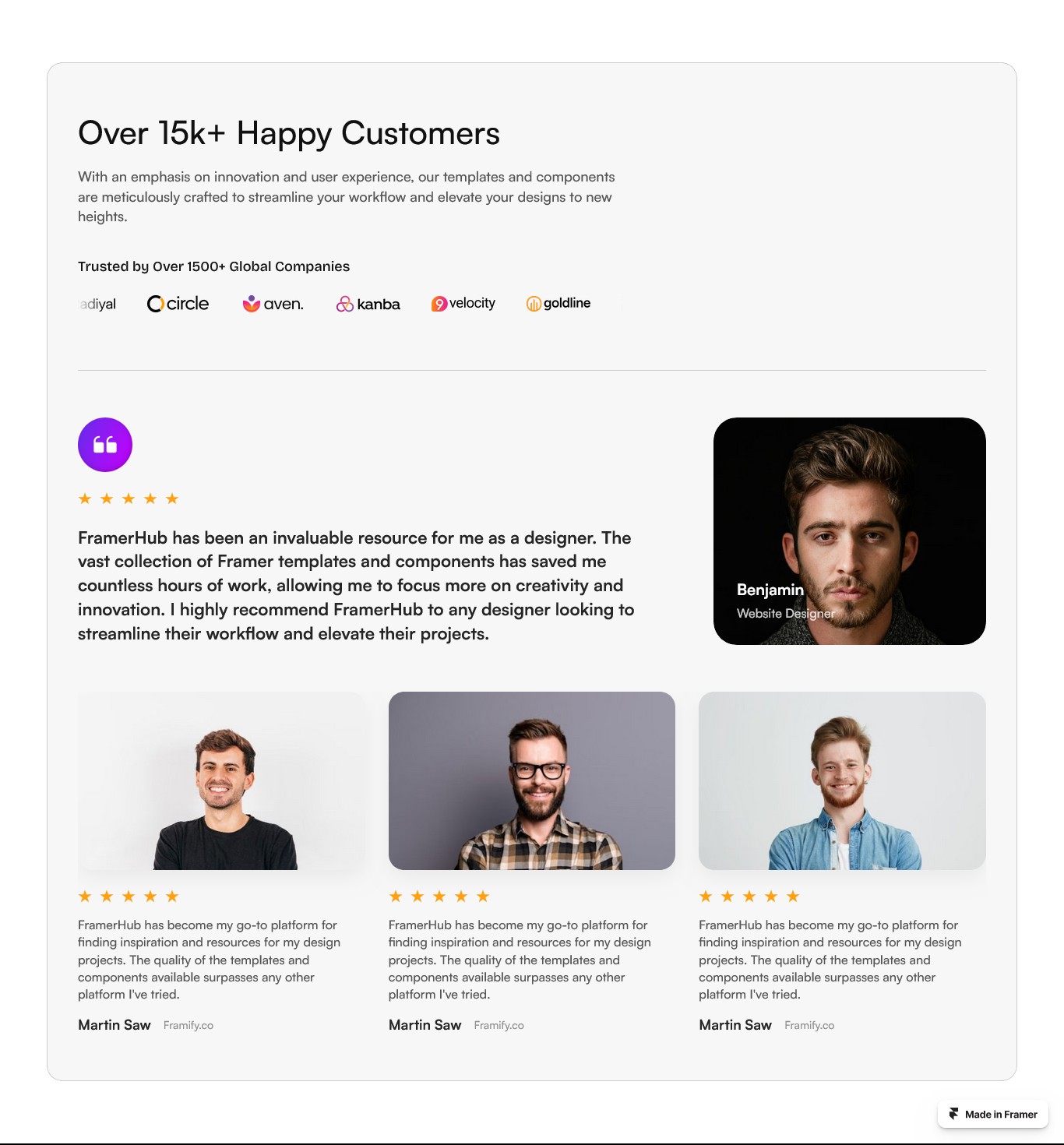 Framer Testimonial Section v20