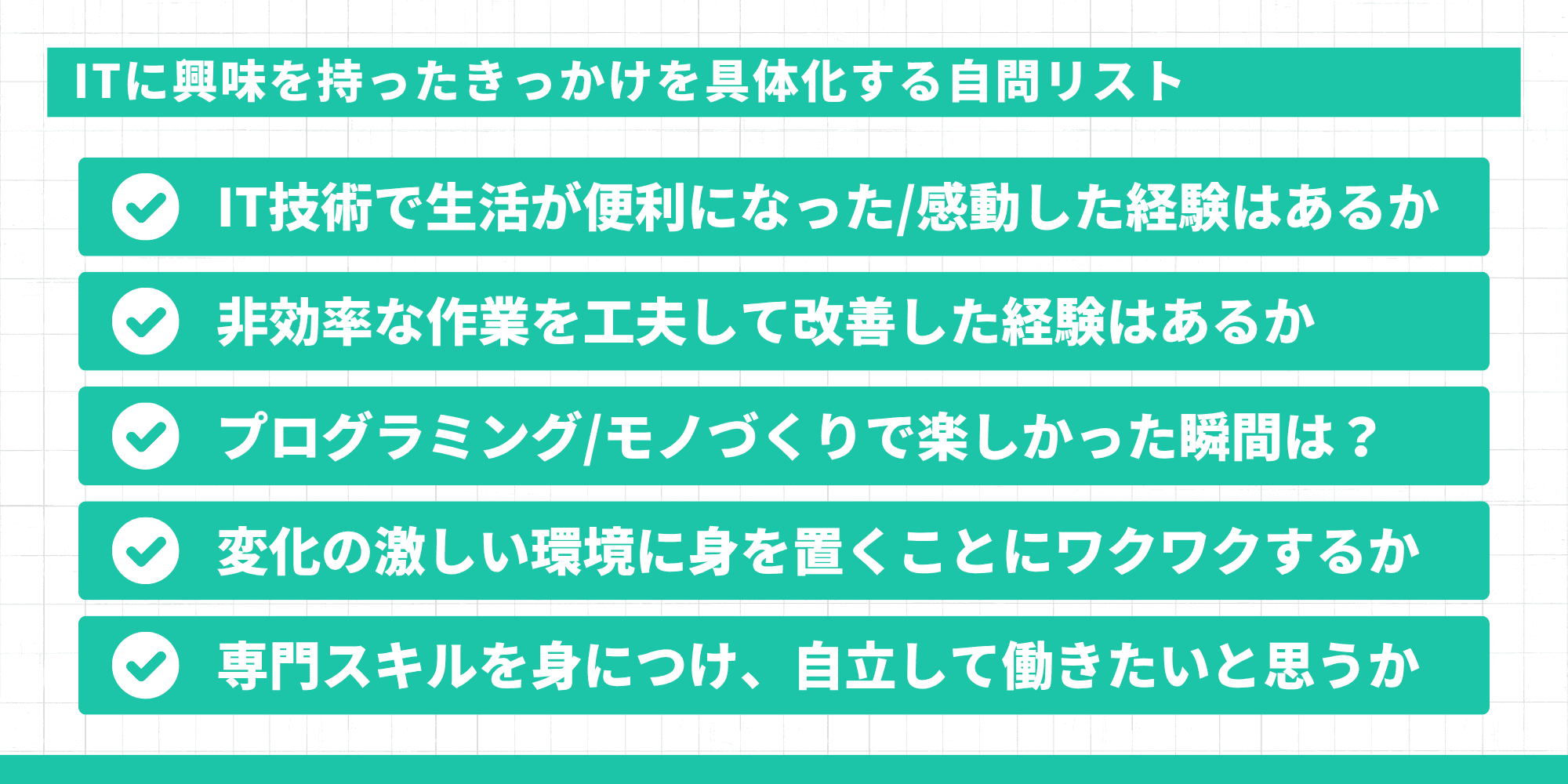 ITに興味を持ったきっかけを具体化する5つの自問リスト