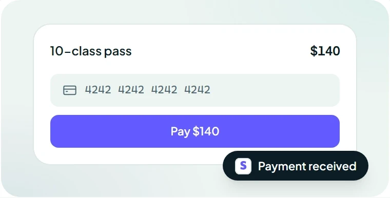 A Stripe checkout for a class pass