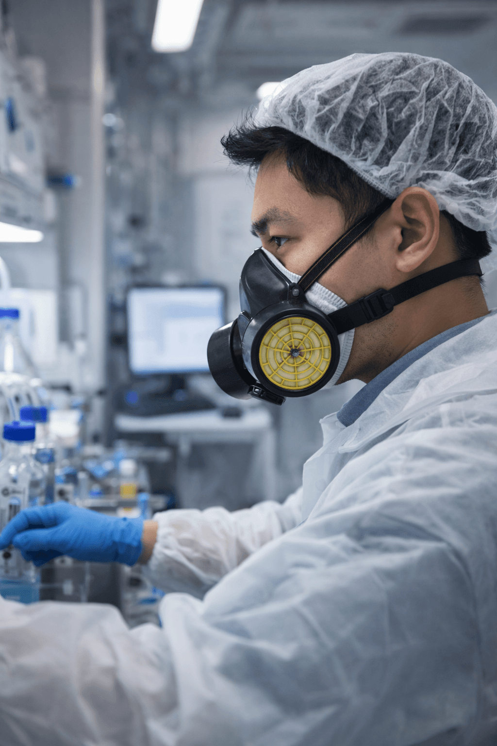 Thumbs up from lab technician for successful chemical delivery