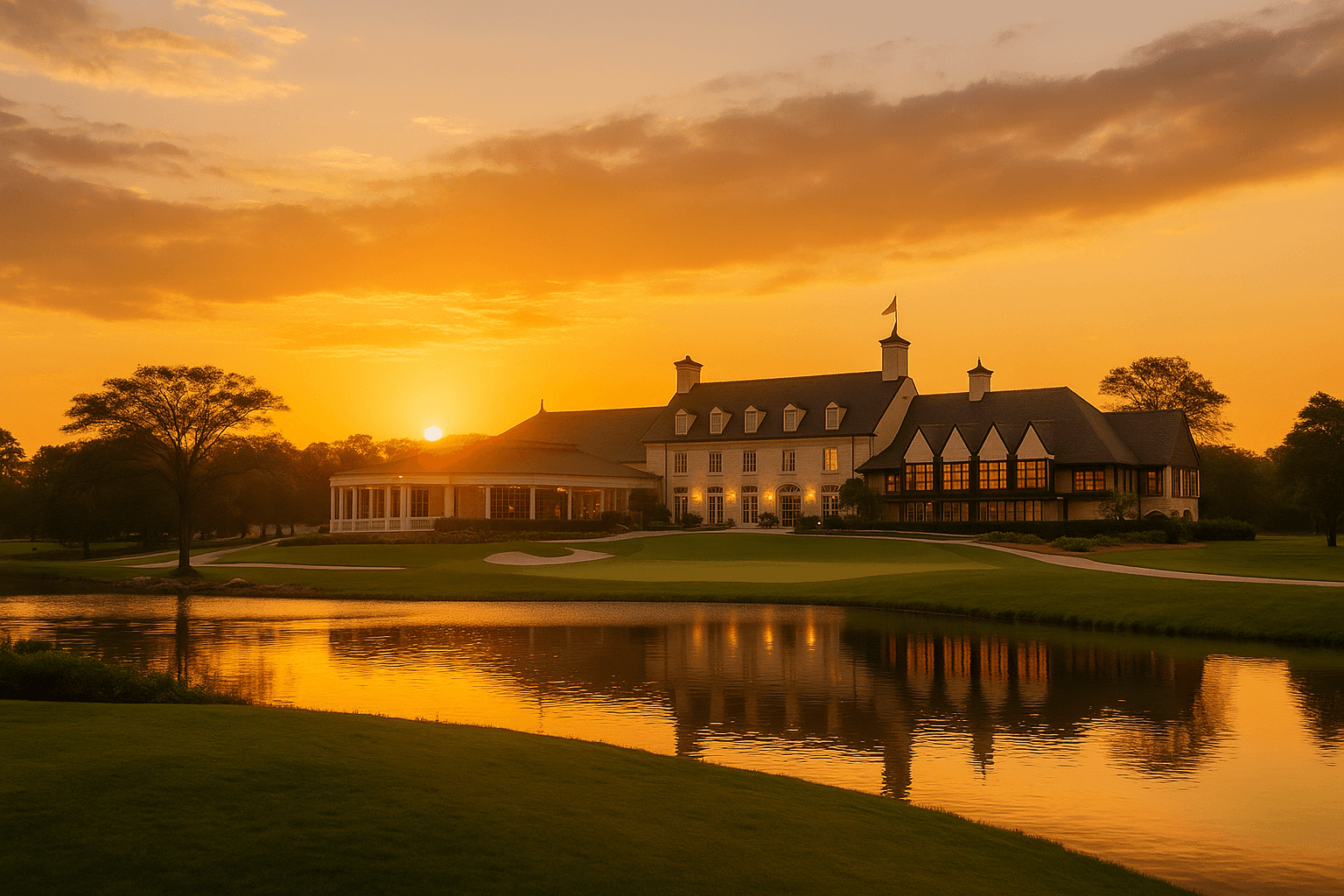 silhouette of trees near body of water during sunset