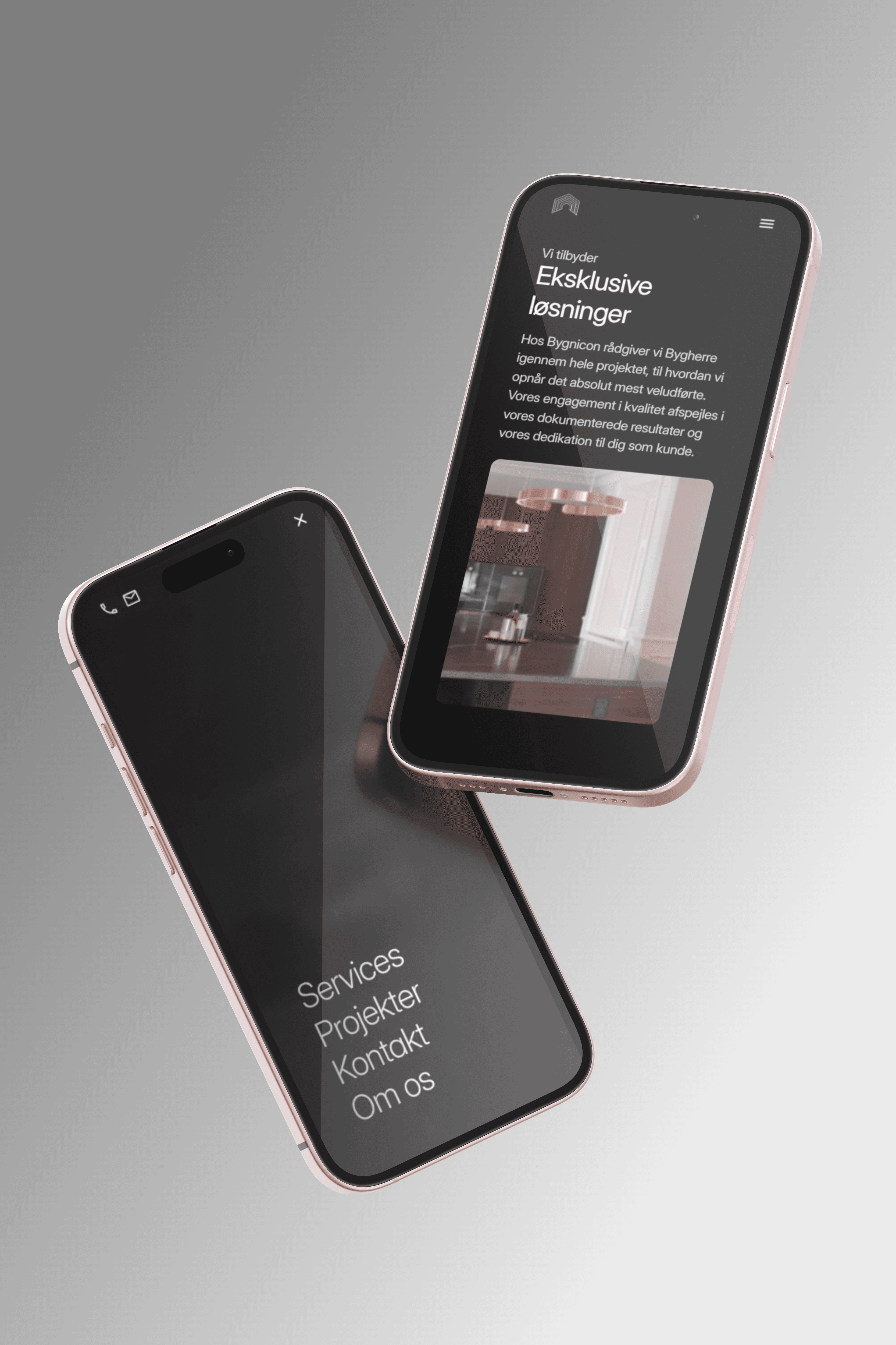 Two iPhones Mockup displays website made by Seoma