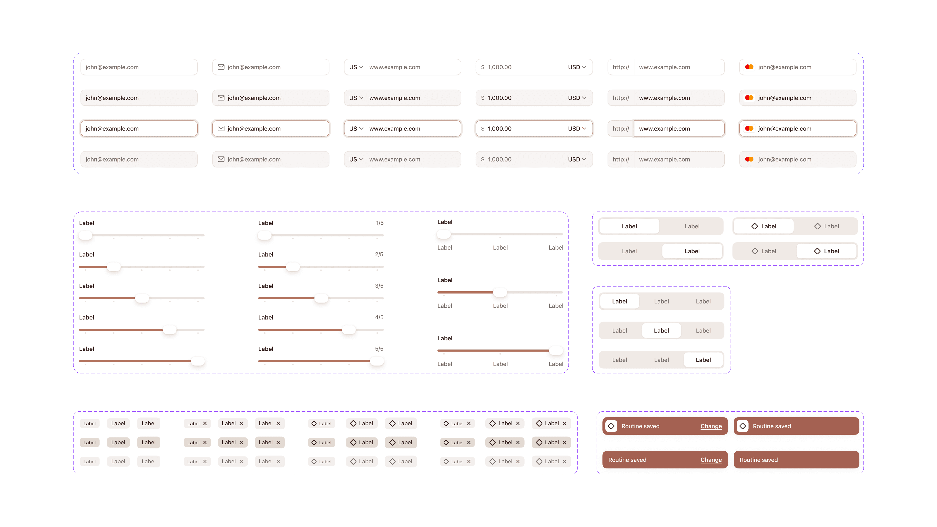 Design system for CurlsHub mobile app UI design for curly hair community and routine tracking.