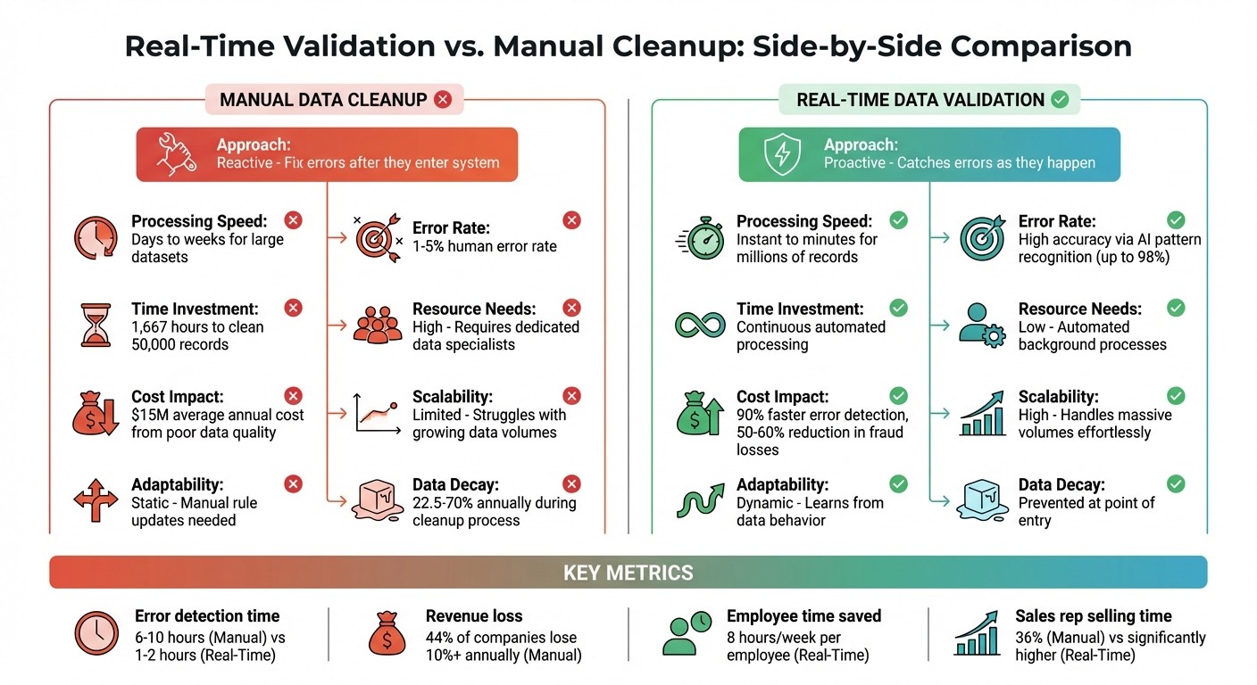 Real-Time Data Validation vs Manual Data Cleanup Comparison
