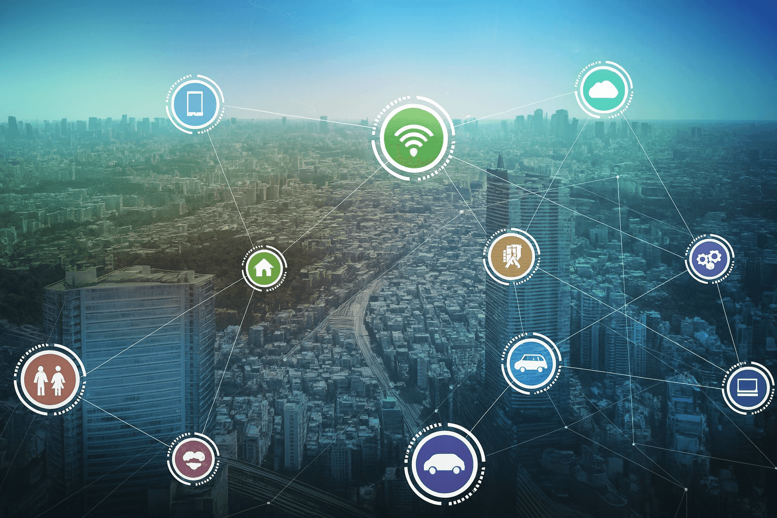 Futuristic smart cityspace