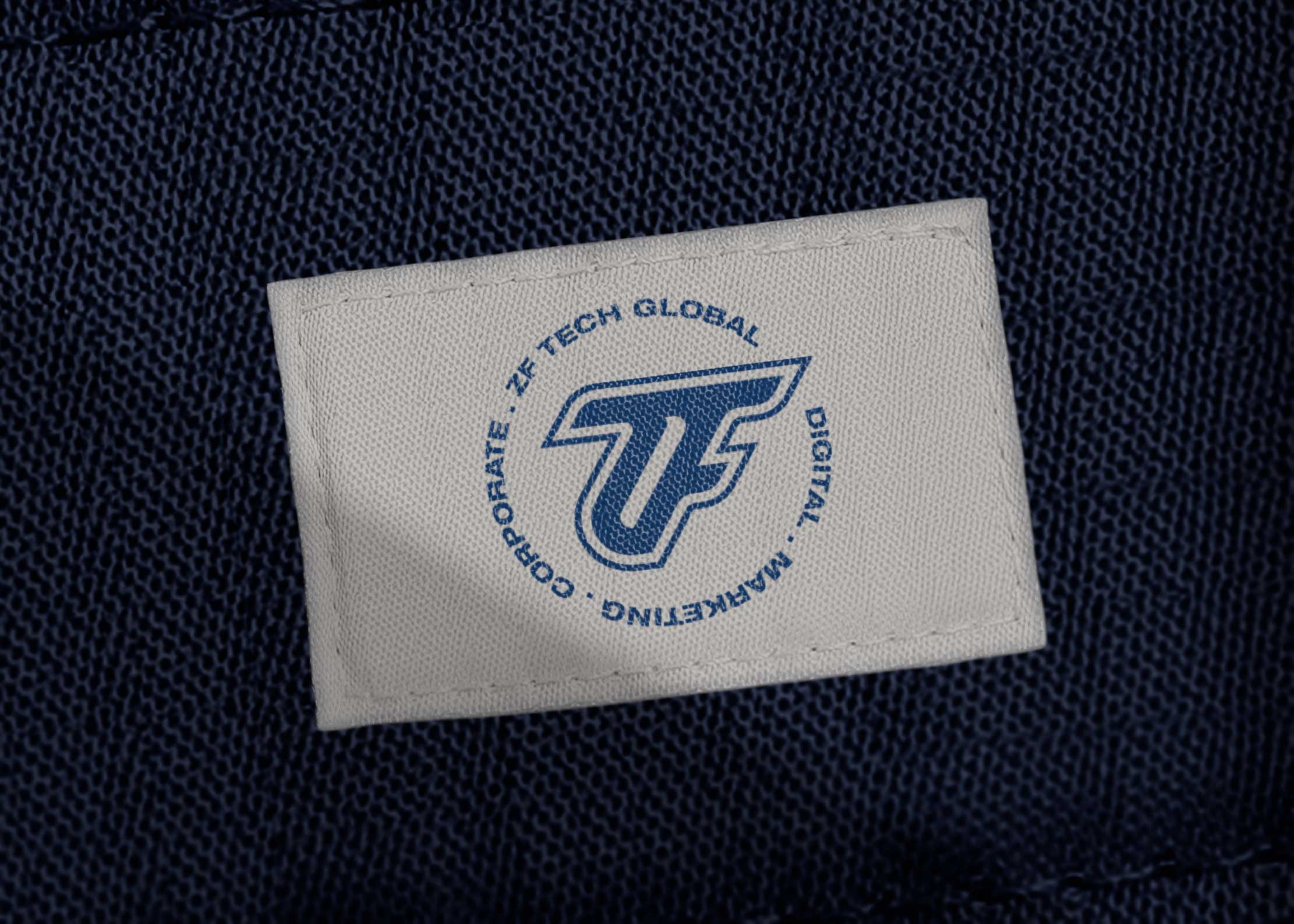 zf tech logo cloth label mockup