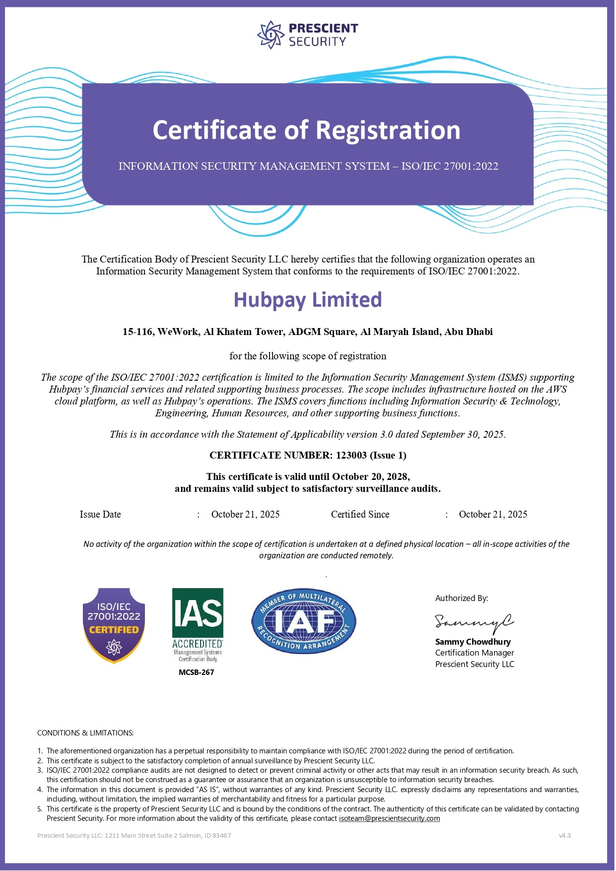 ISO Certificate Hubpay