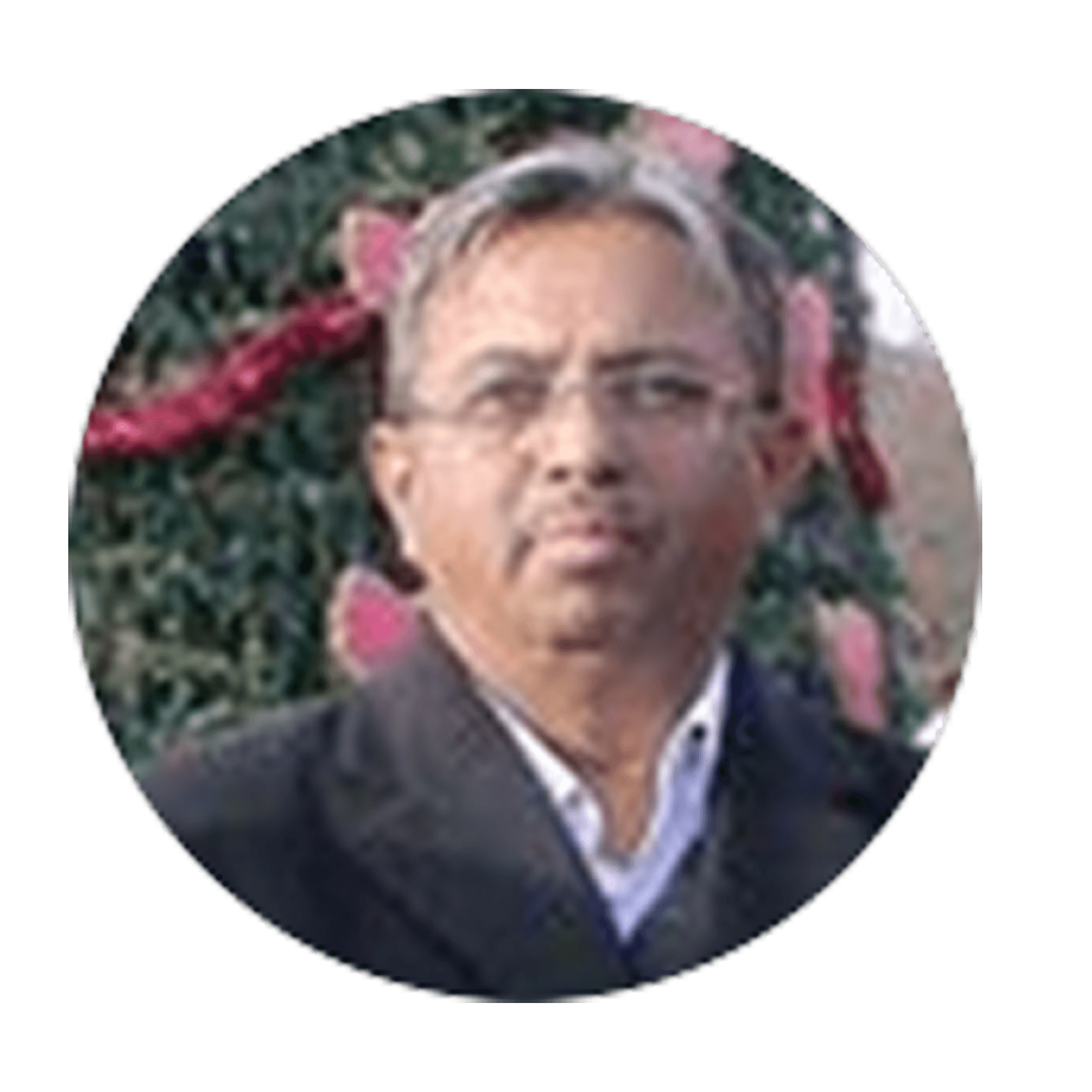 a man with a white beard and a striped shirt