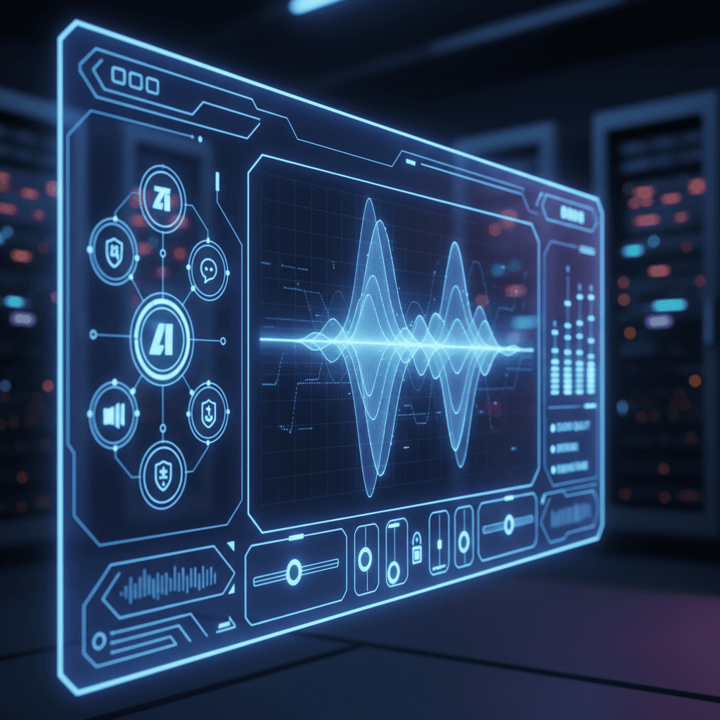 Advanced AI voice generation technology dashboard showing professional features and capabilities for 2026
