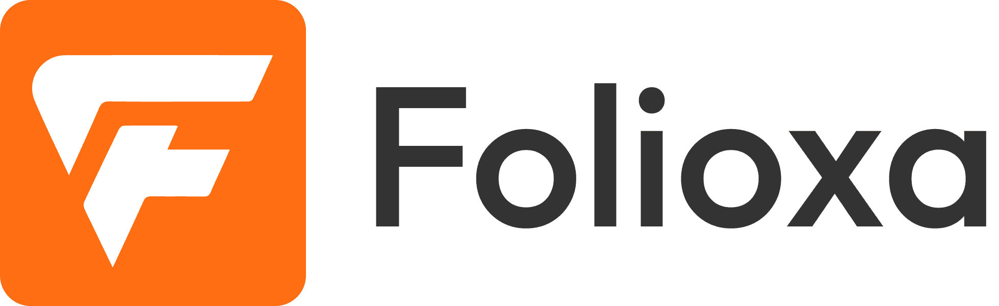 Folioxa logo with a white stylized F inside an orange square.