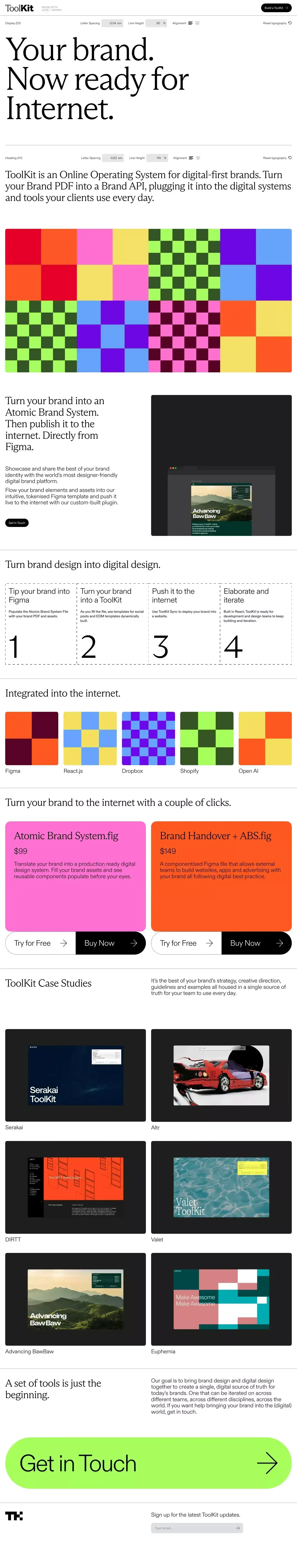 ToolKit portfolio page screenshot showcasing Design and Tech design