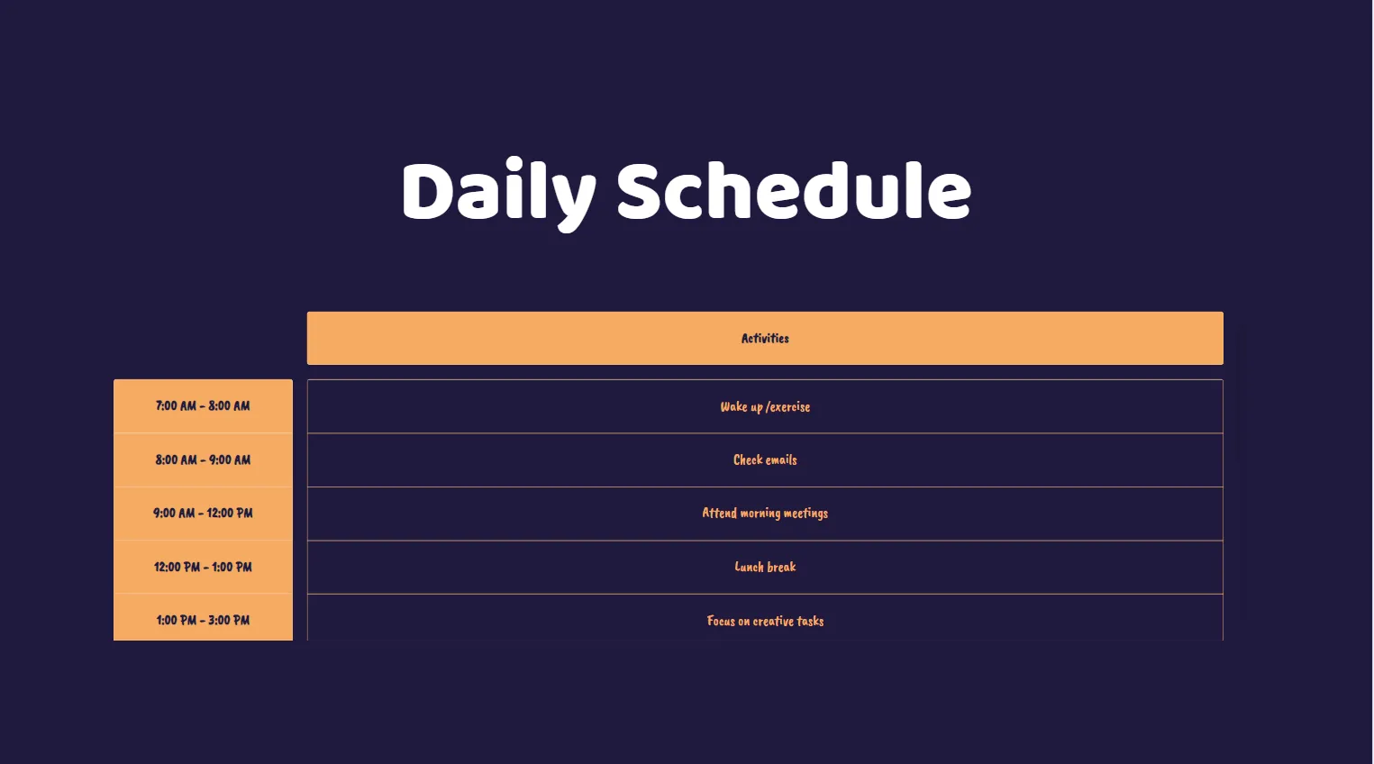 schedule
