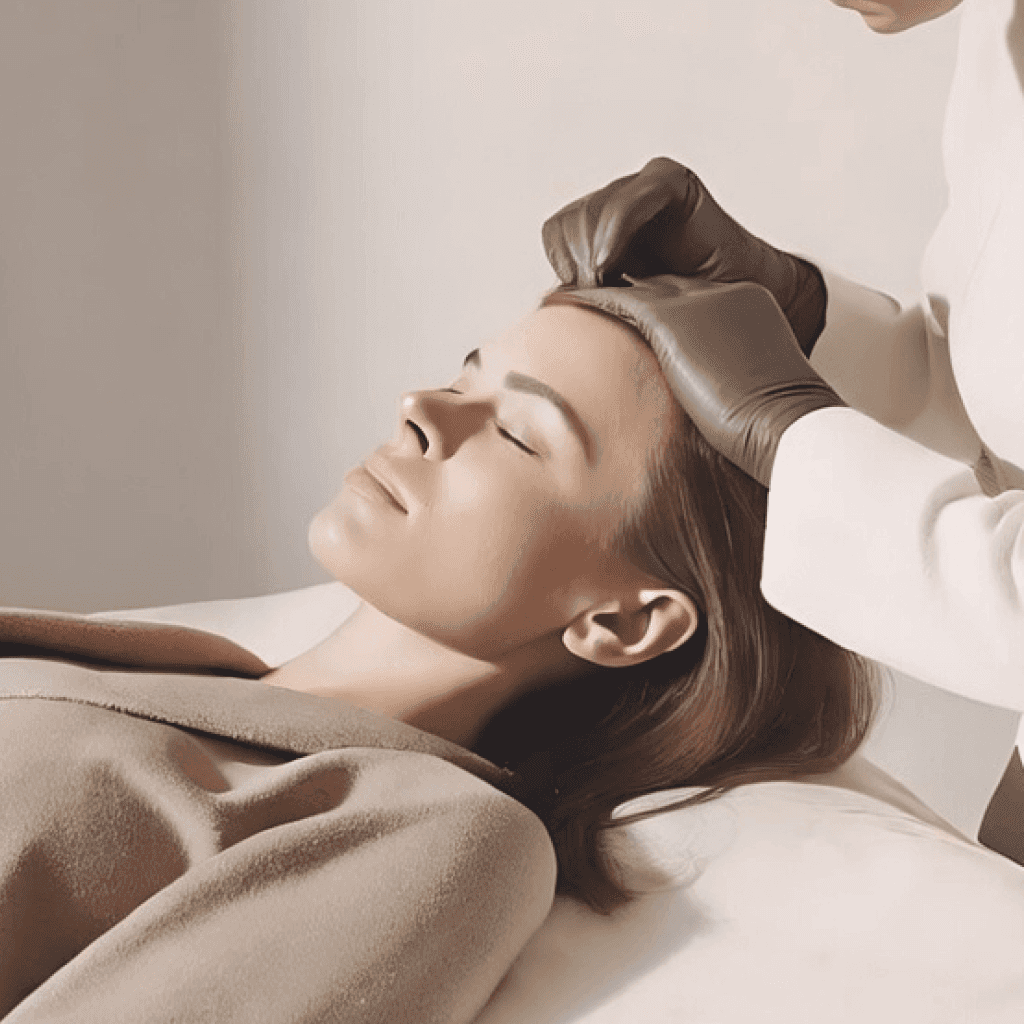 Forehead Line Treatment Being Performed