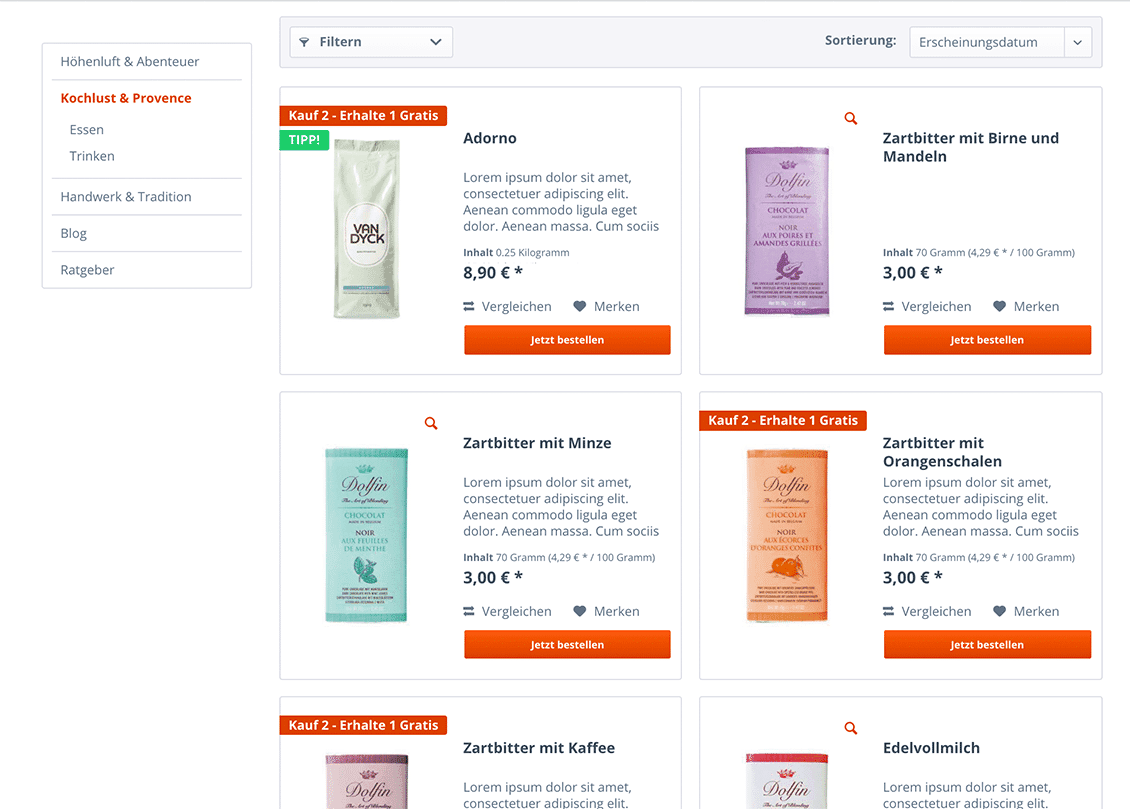 Shopware Plugins Österreich: Premium Schnellkauf in Kategorieansicht & Einkaufswelten von swkweb
