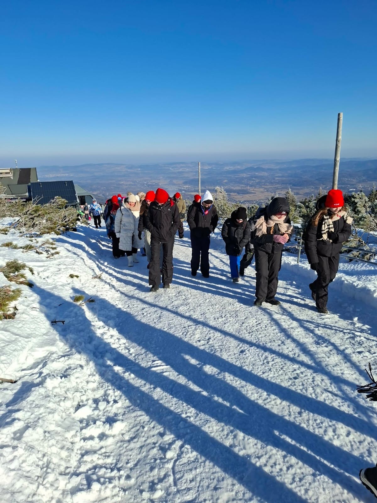 A woman with auburn hair and a gray coat over a white sweater, set against a neutral background, exuding a minimalist aesthetic.