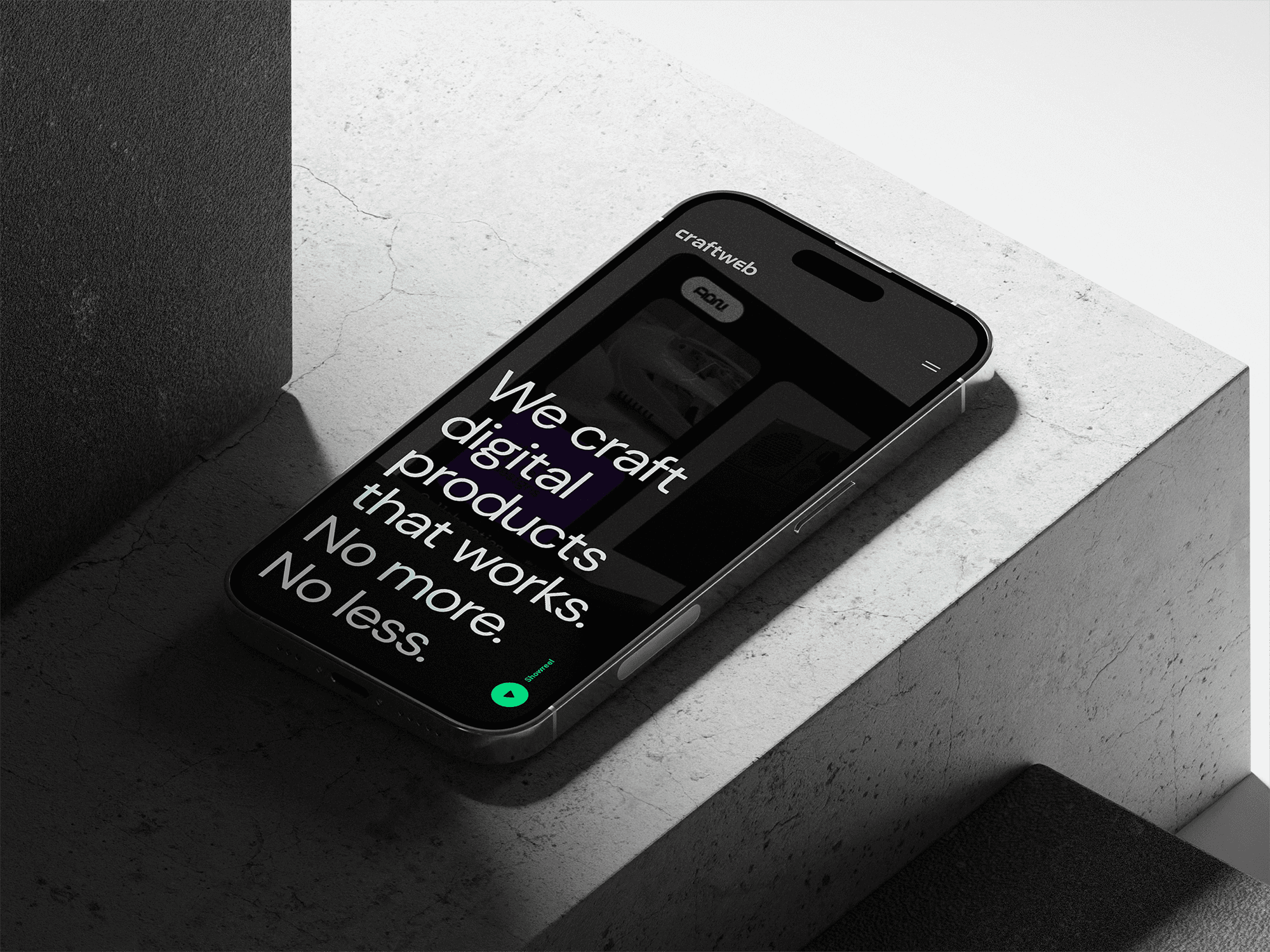 Phone mockup of craftweb website concept