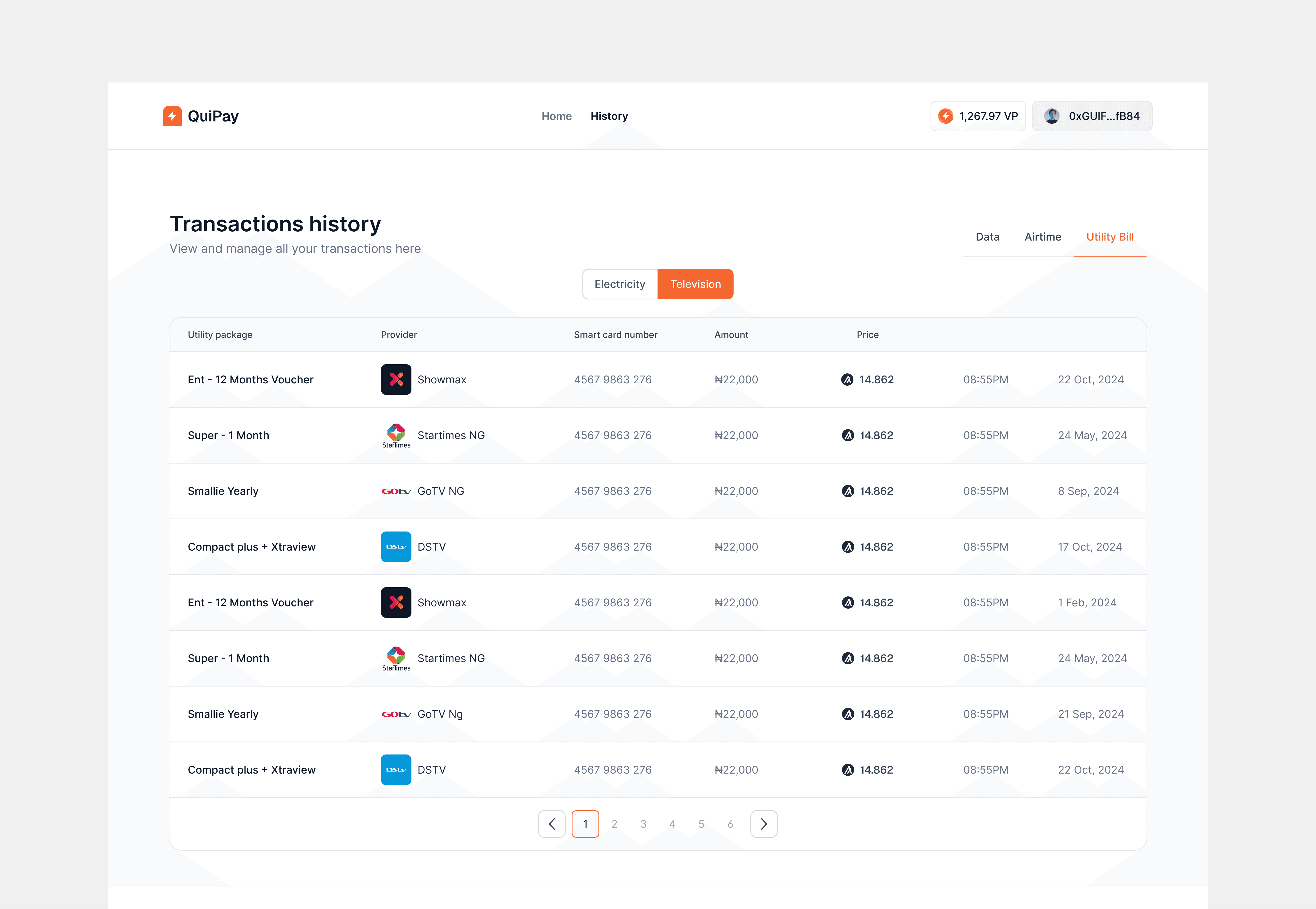 A UI shot for QuiPay