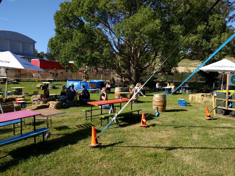 Outdoor seating set up at Falls Festival 2015 in Byron Bay