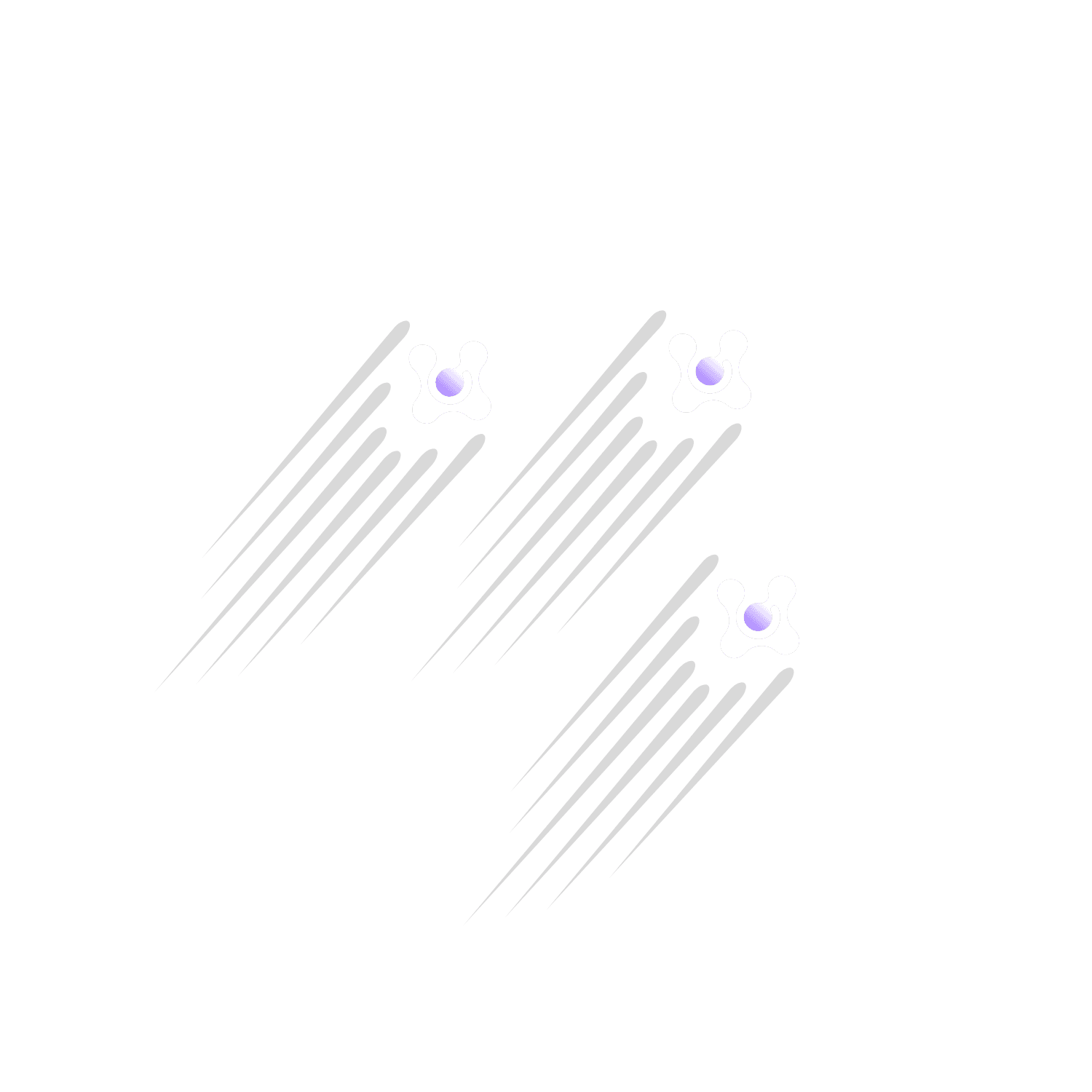 Veronix engineering velocity graphic. Abstract nodes with speed trails illustrating a culture of shipping code fast and iterating quickly rather than waiting for perfection.