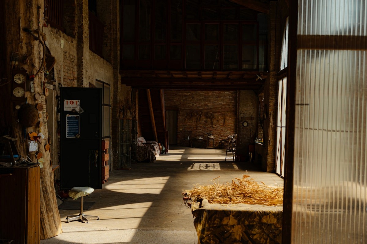 Warm pottery studio interior