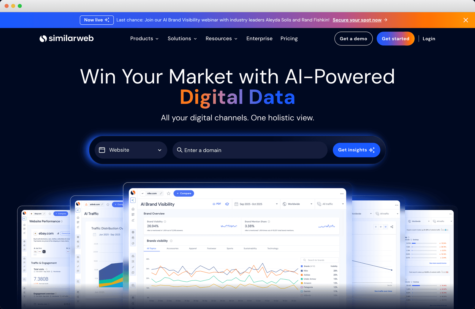 Similarweb homepage, Win Your Market hero