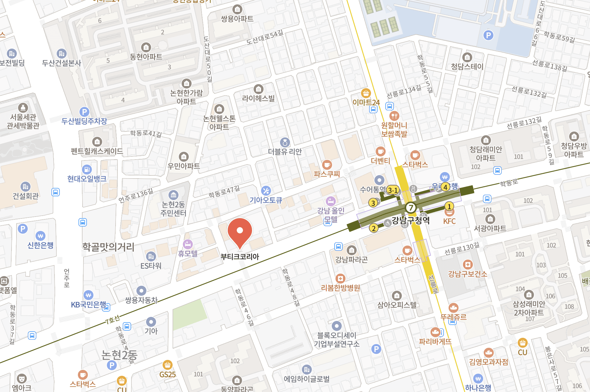 부티크코리아 오시는 길 지도