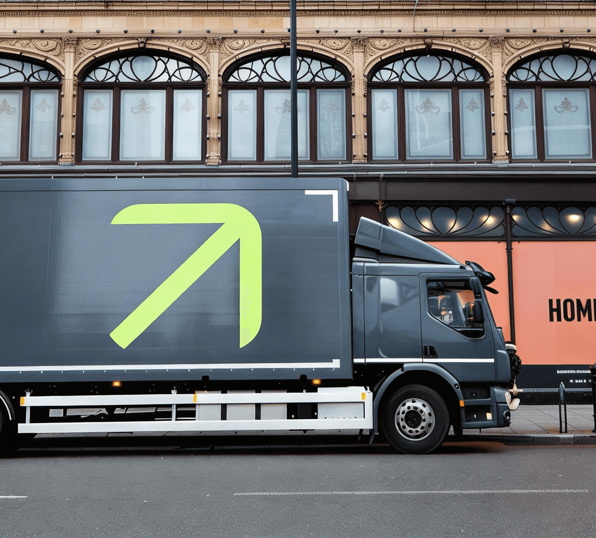 A Male moving company worker surrounded by boxes, smilling to the camera.