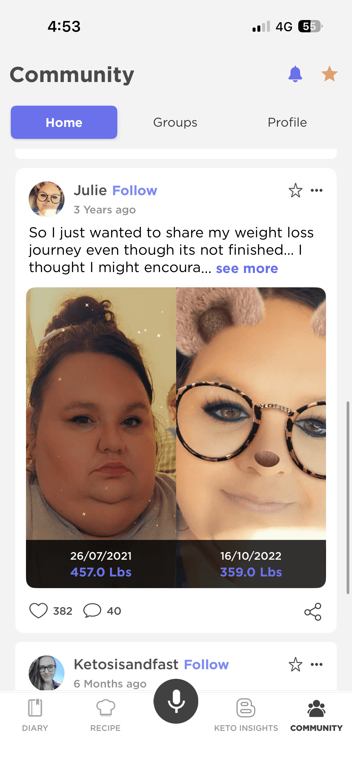 Soberly app weekly insights overview with analytics on drinking patterns and progress reports.