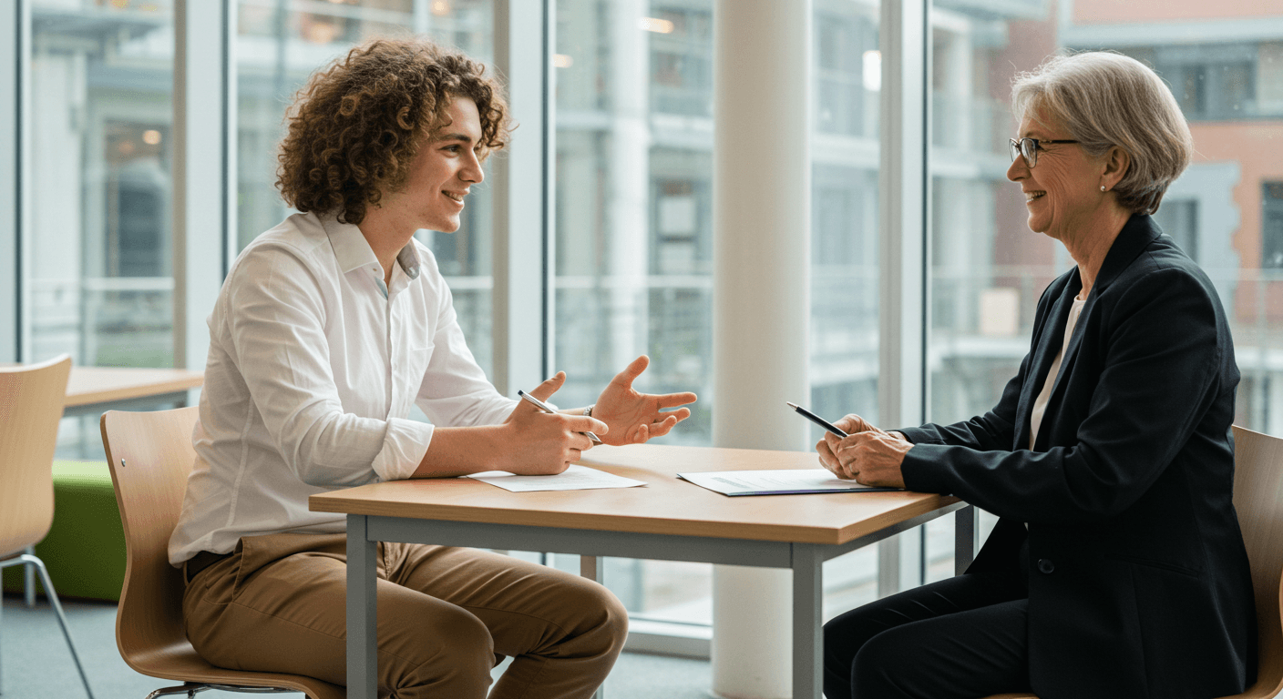a student doing an university interview