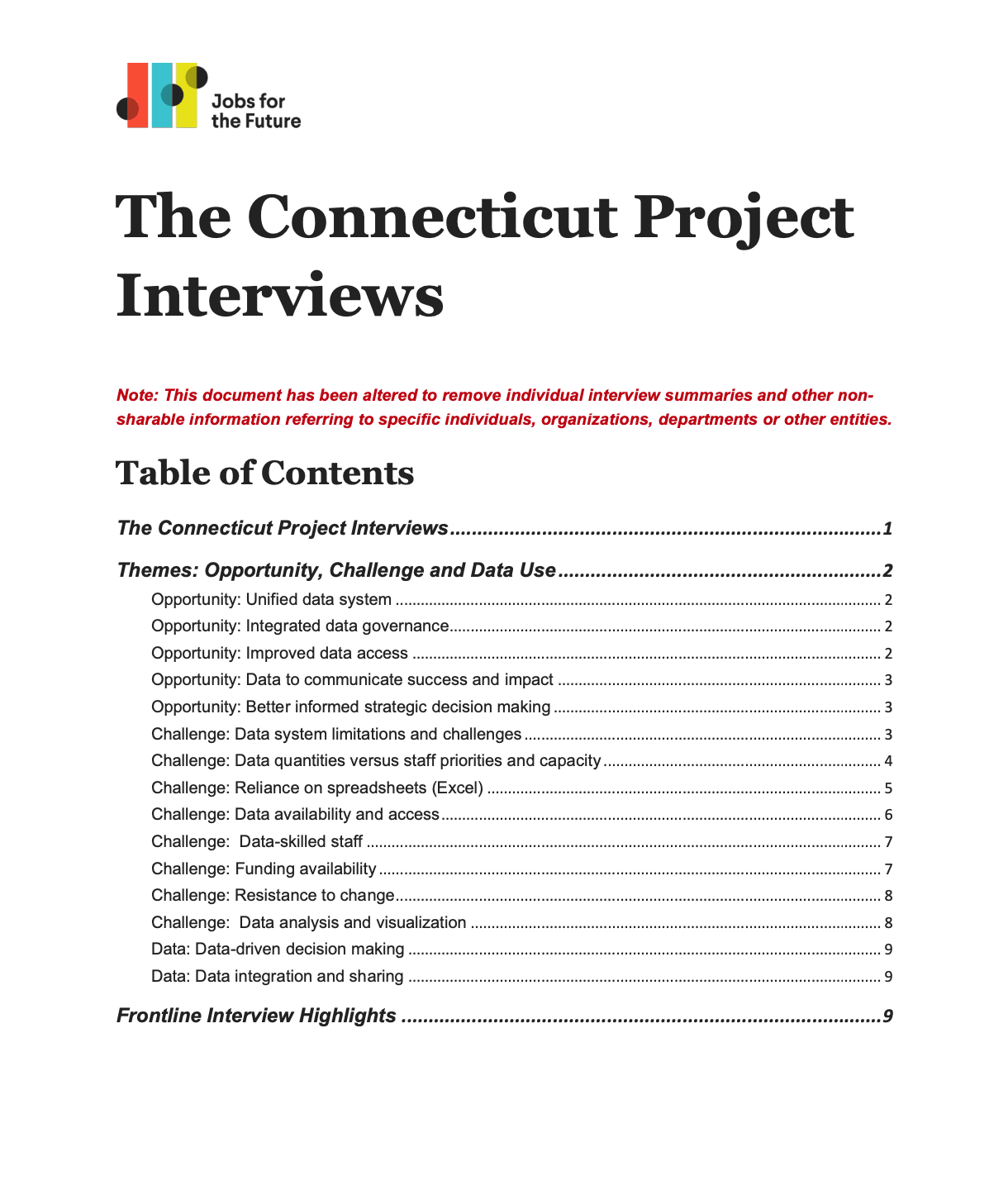The Connecticut Project Inverviews