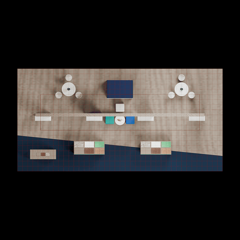 20x40 modular material booth rental with sample walls, meeting space, and trade show support