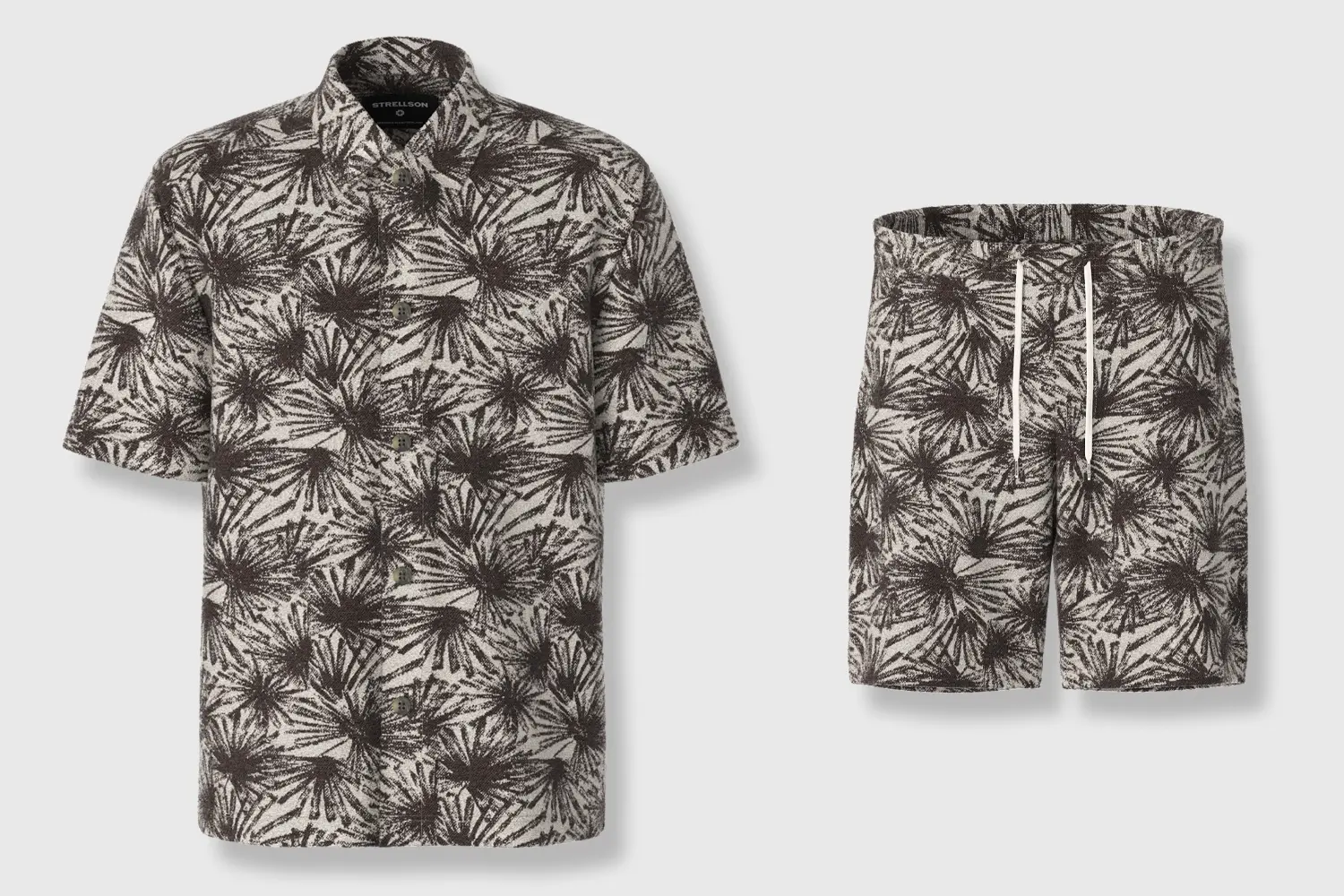 Strellson Short-sleeved shirt & Bermuda shorts, brown patterned