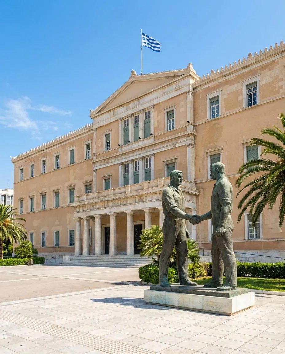 Government building in Greece representing labour and employment policy.
