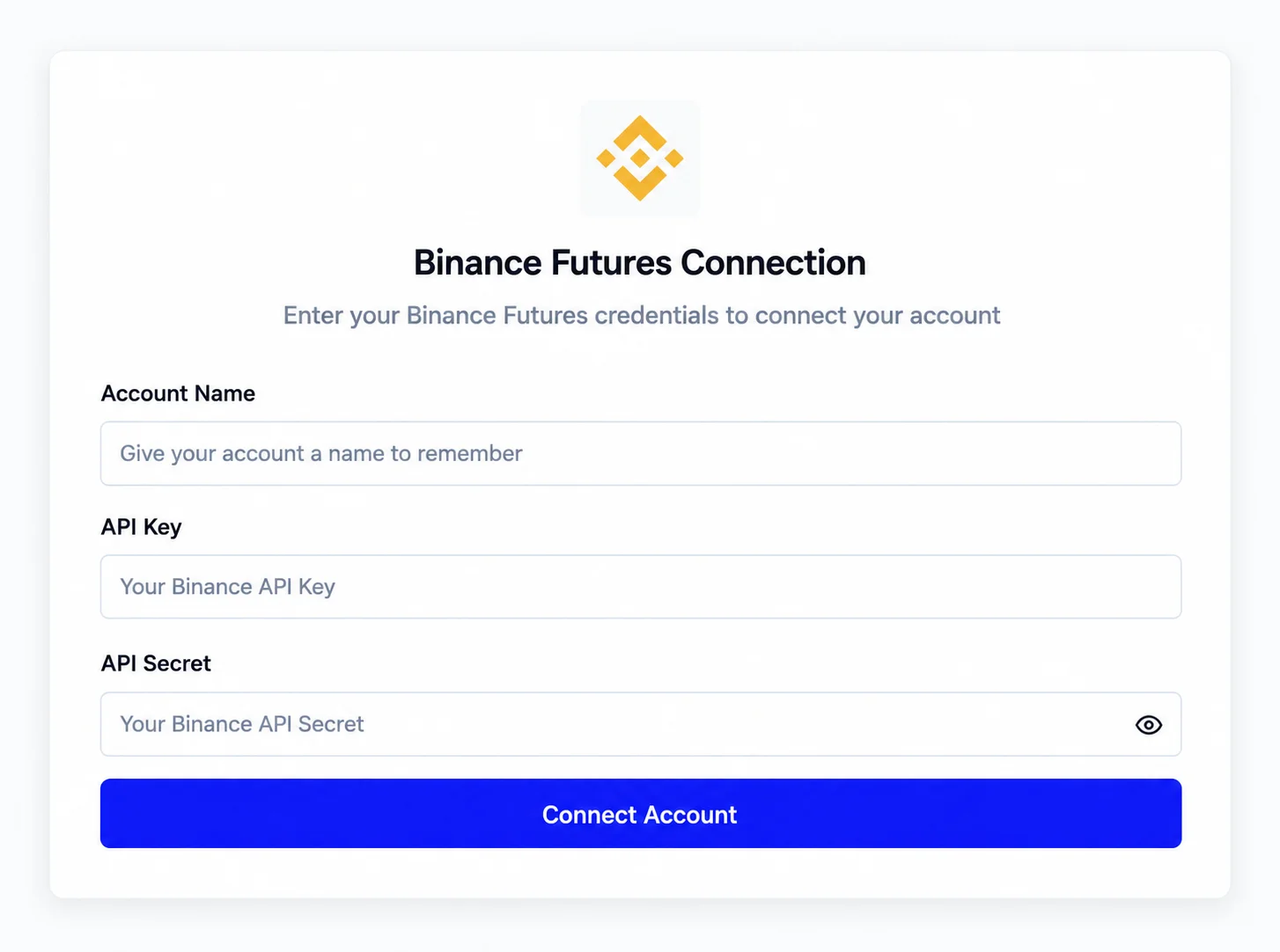 Connect Binance account to Copygram