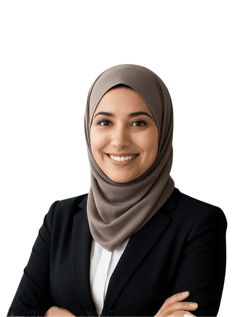 A person wearing a dark hijab and black top