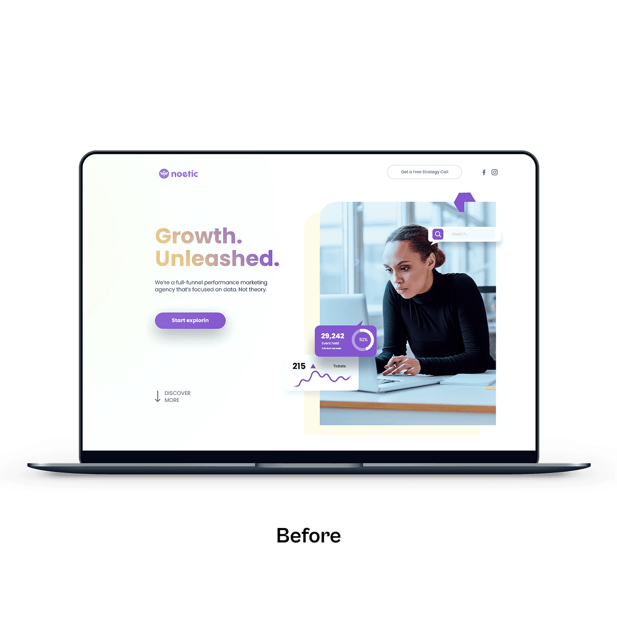 A mockup of a laptop for desserts shop header