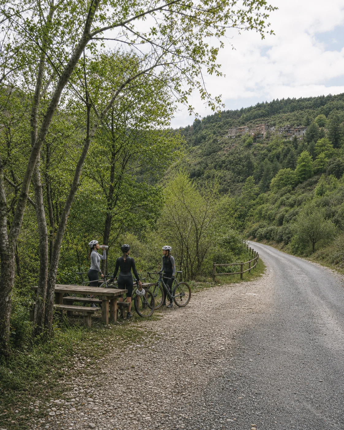 Group of women cyclists riding together.